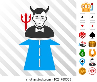 Road To Hell Monster pictograph with bonus gambling clip art. Vector illustration style is flat iconic symbols. Designed for casino gui.