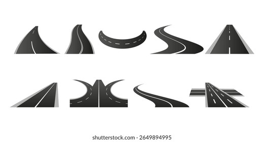 road or highway design vector on transparent background.