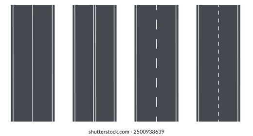 Road highway elements set isolated on white background. Vector illustration