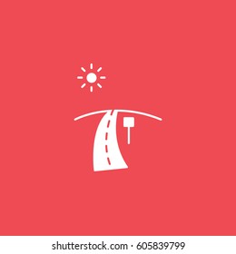 Road Highway Flat Icon On Red Background