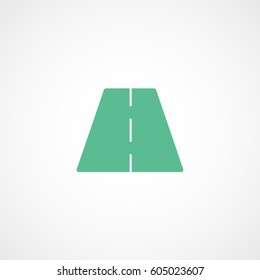 Road Highway Green Flat Icon On White Background