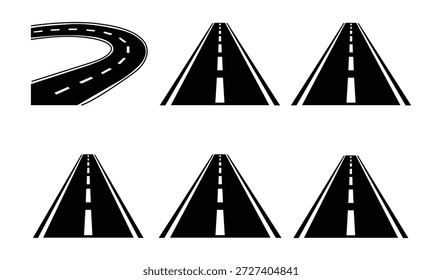 Conjunto de iconos de carretera y carretera aislado sobre fondo blanco para el transporte y el diseño de navegación