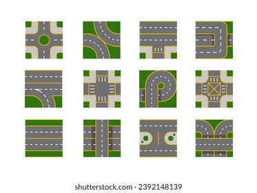 Road and Highway Icons Set Elements