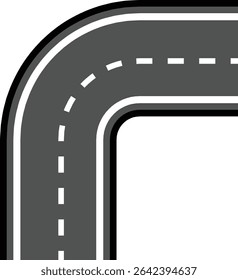 Road and highway in perspective icon. Road path with different bends. The road connects the cities road pieces in graphic style. Vector illustration isolated on transparent background