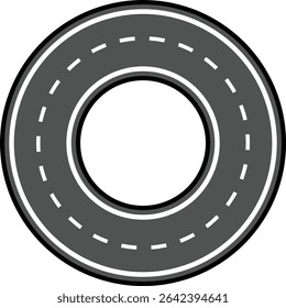 Road and highway in perspective icon. Road path with different bends. The road connects the cities road pieces in graphic style. Vector illustration isolated on transparent background