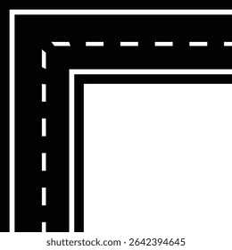 Road and highway in perspective icon. Road path with different bends. The road connects the cities road pieces in graphic style. Vector illustration isolated on transparent background