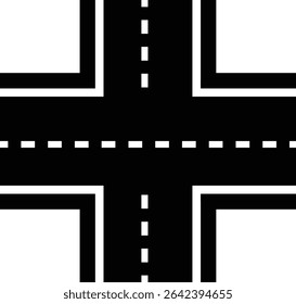 Road and highway in perspective icon. Road path with different bends. The road connects the cities road pieces in graphic style. Vector illustration isolated on transparent background