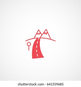 Road Highway Red Flat Icon On White Background