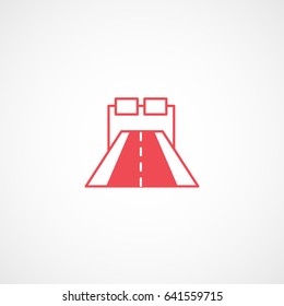 Road Highway Red Flat Icon On White Background