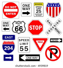 Road and highway signs (vector)