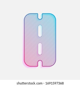 Carretera o autopista, simple icono. Logo coloreado con líneas diagonales y degradado azul-rojo. Gráfico neón, efecto ligero