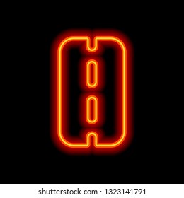 Road or highway, simple icon. Orange neon style on black background. Light icon
