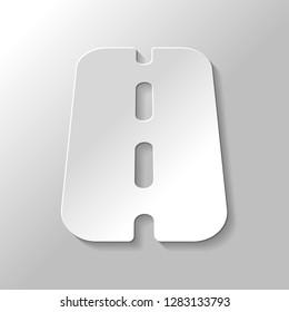 Road or highway, simple icon. Paper style with shadow on gray background