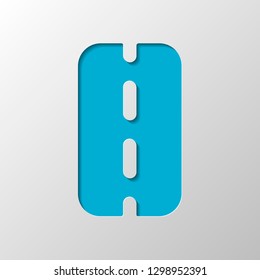 Road or highway, simple icon. Paper design. Cutted symbol with shadow