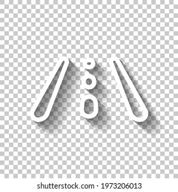 Road of highway, simple icon. White linear icon with editable stroke and shadow on transparent background