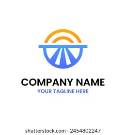 Road Highway Sunrise Travel Tourist Logo Vector Abstract Illustration Icon Design Template Element 