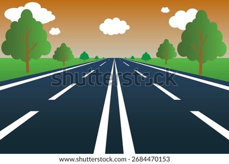 Road and highway.Straight asphalt road going to the distance.vector illustration