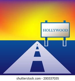 Road to Hollywood with sunset