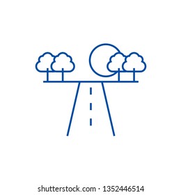 Road in horizont line icon concept. Road in horizont flat  vector symbol, sign, outline illustration.