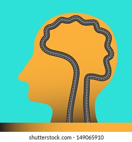 Road in human head and brain,vector illustration