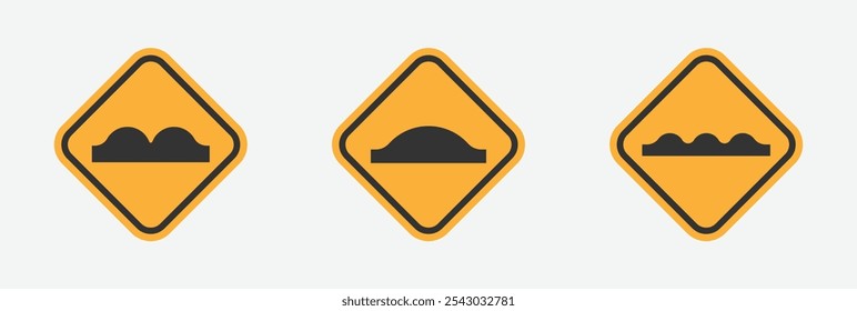 Road hump vector icon sign. Speed bump vector signs set. Speed bump icon