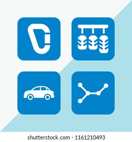 road icon. 4 road set with accelerator, sports and competition, nodes and car vector icons for web and mobile app