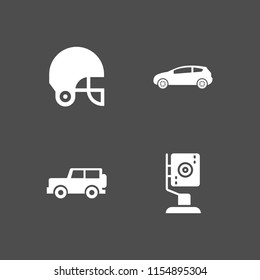 road icon. 4 road set with helmet, architecture and city and car vector icons for web and mobile app