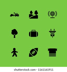 road icon. 9 road set with park, journey, breakdown and sports and competition vector icons for web and mobile app