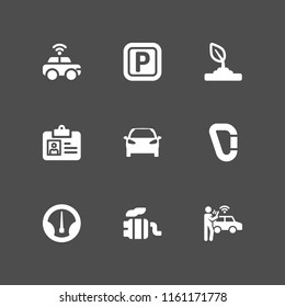 road icon. 9 road set with speed, parking, sports and competition and tailpipe vector icons for web and mobile app
