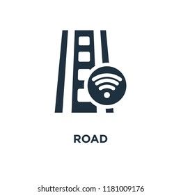 Road icon. Black filled vector illustration. Road symbol on white background. Can be used in web and mobile.