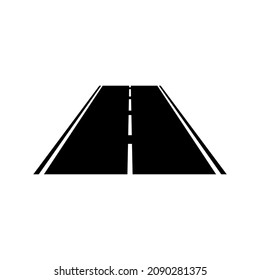 Road icon. Black silhouette. Top front view. Vector simple flat graphic illustration. The isolated object on a white background. Isolate.