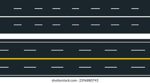 Road icon in black style vector isolated on white background. Road seamless design vector on white