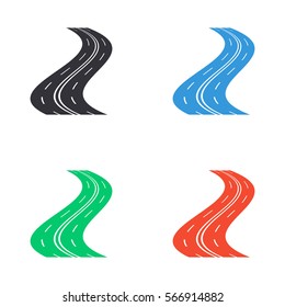 Road icon - colored vector  set