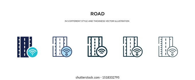 road icon in different style and thickness vector illustration. two colored and black road vector icons in filled, outline, line, stroke style can be used for web, mobile, ui