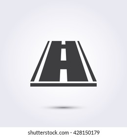 Road icon flat black on a white background, Vector illustration