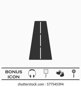 Road icon flat. Black pictogram on white background. Vector illustration symbol and bonus button