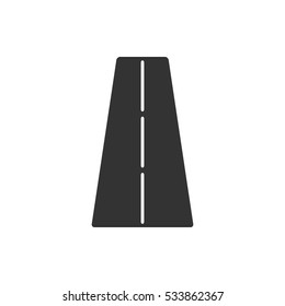 Road icon flat. Illustration isolated on white background. Vector grey sign symbol
