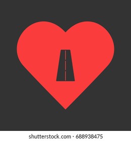 Road icon flat. Simple pictogram on heart background. Vector illustration symbol