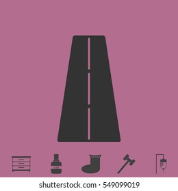 Road icon flat. Simple vector grey pictogram and bonus symbol