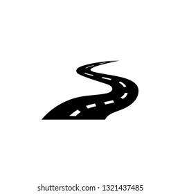 Road Icon In Flat Style Vector For Apps, UI, Websites. Black Icon Vector Illustration.