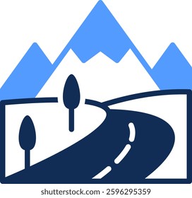 Road Icon Glyph Color Vector Illustration