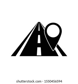 Road icon with gps icon. black vector 