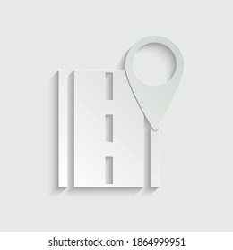 Icono de carretera con icono gps. vector negro 