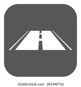 The Road Icon. Highway Symbol. Flat Vector Illustration. Button