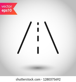 Road icon. Highway vector sign. Eps 10 flat symbol