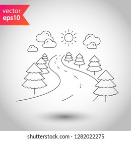 Road icon. Highway vector sign. Eps 10 flat symbol. Nature icon. Trip sign design
