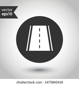 Road icon. Highway vector sign. Eps 10 flat symbol design. Round icon design