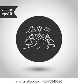 Road icon. Highway vector sign. Eps 10 flat symbol design. Round icon design