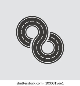 Road icon isolated of flat style. Vector illustration.