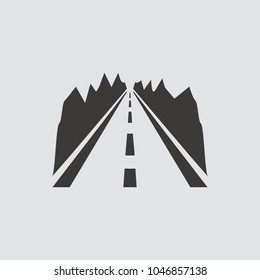 Road icon isolated of flat style. Vector illustration.
